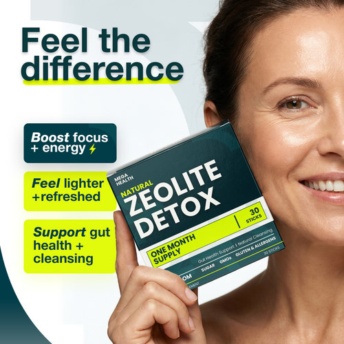 MEGA HEALTH Natural Zeolite Detox Sticks – Zeolite Detox Cleanse with Vitamin B12 & D3