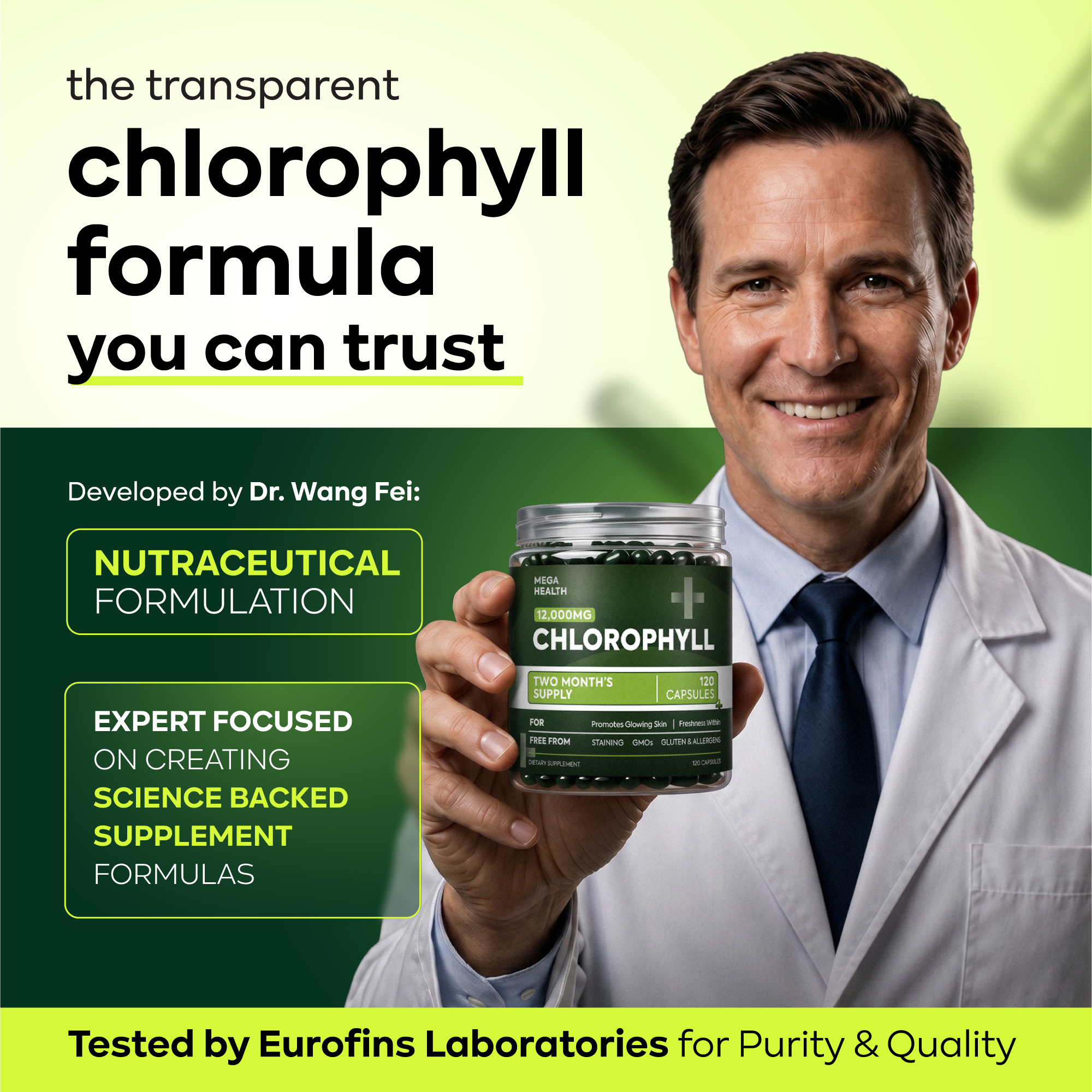 MEGA HEALTH Chlorophyll Capsules — Freshness From Within | 12,000mg per Jar | 2-Month Supply