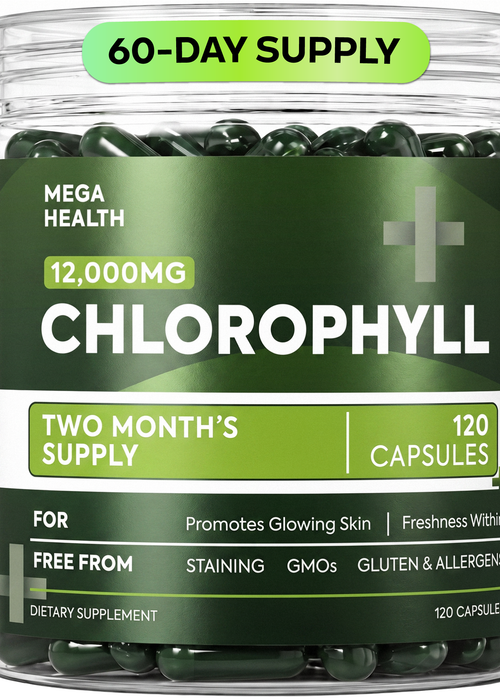 MEGA HEALTH Chlorophyll Capsules — Freshness From Within | 12,000mg per Jar | 2-Month Supply